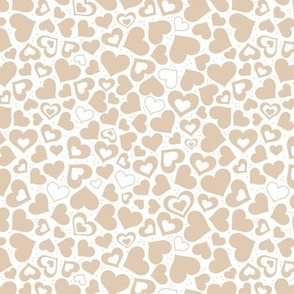Valentine rainbow hearts -  retro boho heart shaped love design in white on soft beige latte
