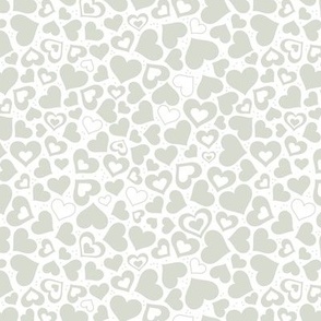 Valentine rainbow hearts -  retro boho heart shaped love design in white on soft mist Scandinavian design