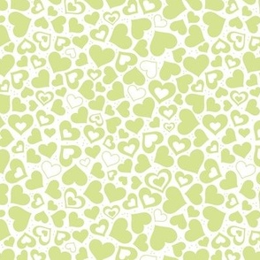 Valentine rainbow hearts -  retro boho heart shaped love design in lime green on white nineties palette
