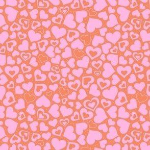 Valentine rainbow hearts -  retro boho heart shaped love design pink on orange girls palette