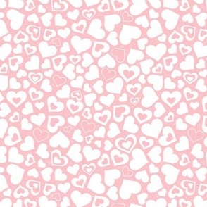 Valentine rainbow hearts -  retro boho heart shaped love design in white on soft pink girls palette