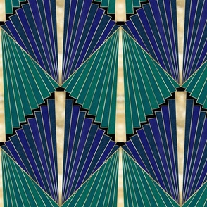 Blue and Green Art Deco Fans