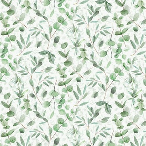 Eucalyptus Sprigs Sage Green Watercolor 