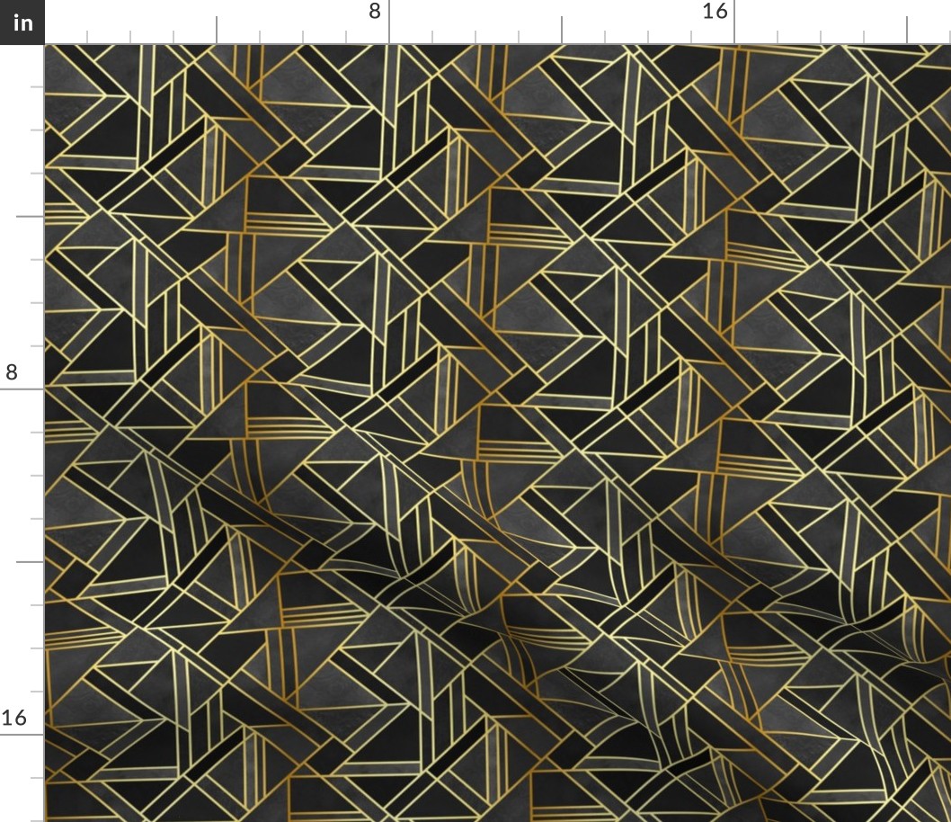 art deco wallpaper-charcoal with gold - small