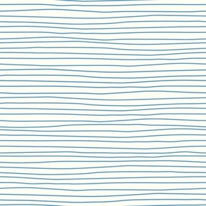 Linen-look pencil stripes blue on cream