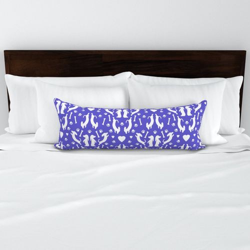 Dachshund Damask Silhouette Deep Periwinkle 