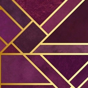 art deco wallpaper - maroon with gold large