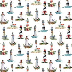 Christmas Lighthouses White