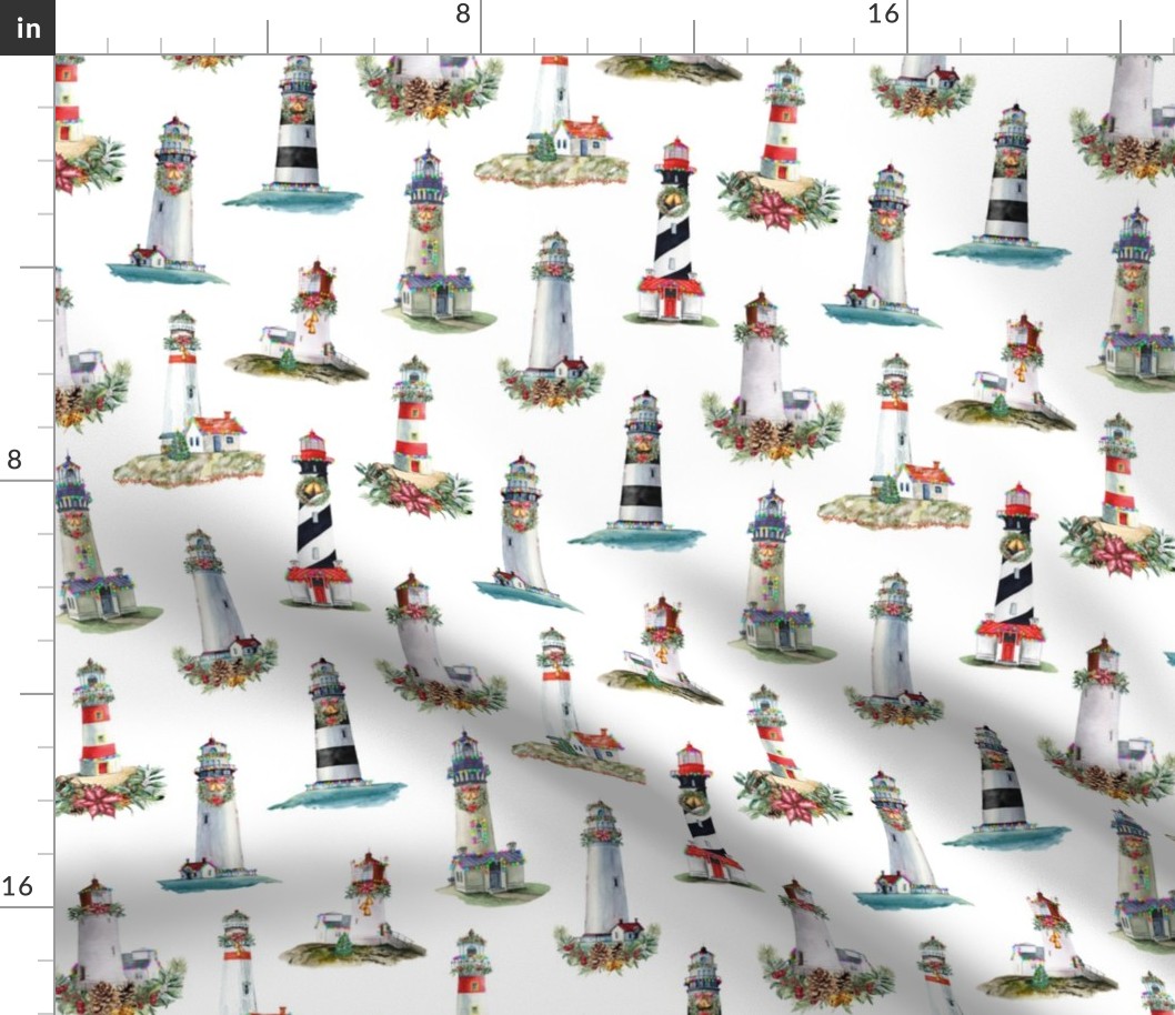 Christmas Lighthouses White