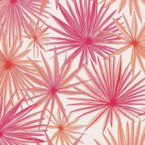 Art deco palm Pink and orange