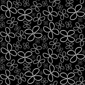 Black and White Flowers Ditsy Small Scale