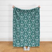 Dachshund Damask Silhouette North Sea Green 