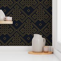 art deco - geometric mustard and graphite I - 1920s wallpaper