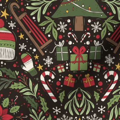 Maximalist Christmas - rustic brown - medium