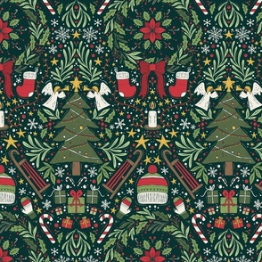 Maximalist Christmas - dark green - medium