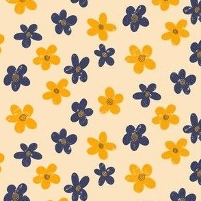 Flowers yellow and darkblue