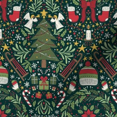 Maximalist Christmas - dark green - small