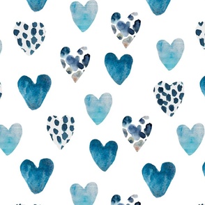 watercolor love - Blue hearts feeling blue L