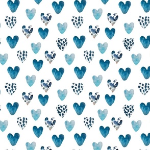 watercolor love - blue hearts feeling blue M