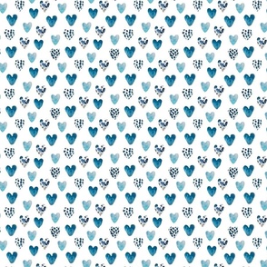 watercolor love -blue hearts feeling blue S