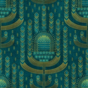 Banksia Art Deco (teal) medium 