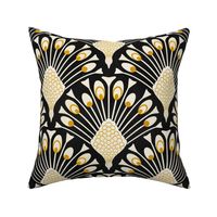 art deco peacock wallpaper black and gold Large