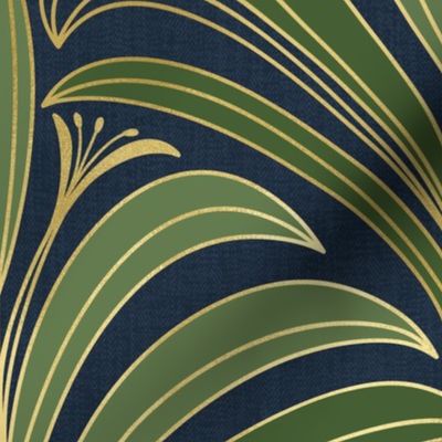 Art Deco Leaves in Gold - Extra Large