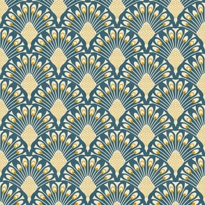 art deco peacock wallpaper classic blue and gold M