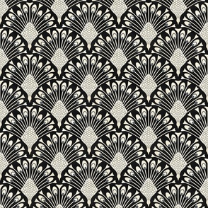 art deco peacock wallpaper grey and black M