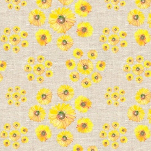 Sunflowers on Linen_watercolor
