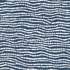 Japanese Inspired Stitched Waves Furoshiki (indigo) Small Scale - Japanese Gift Wrap
