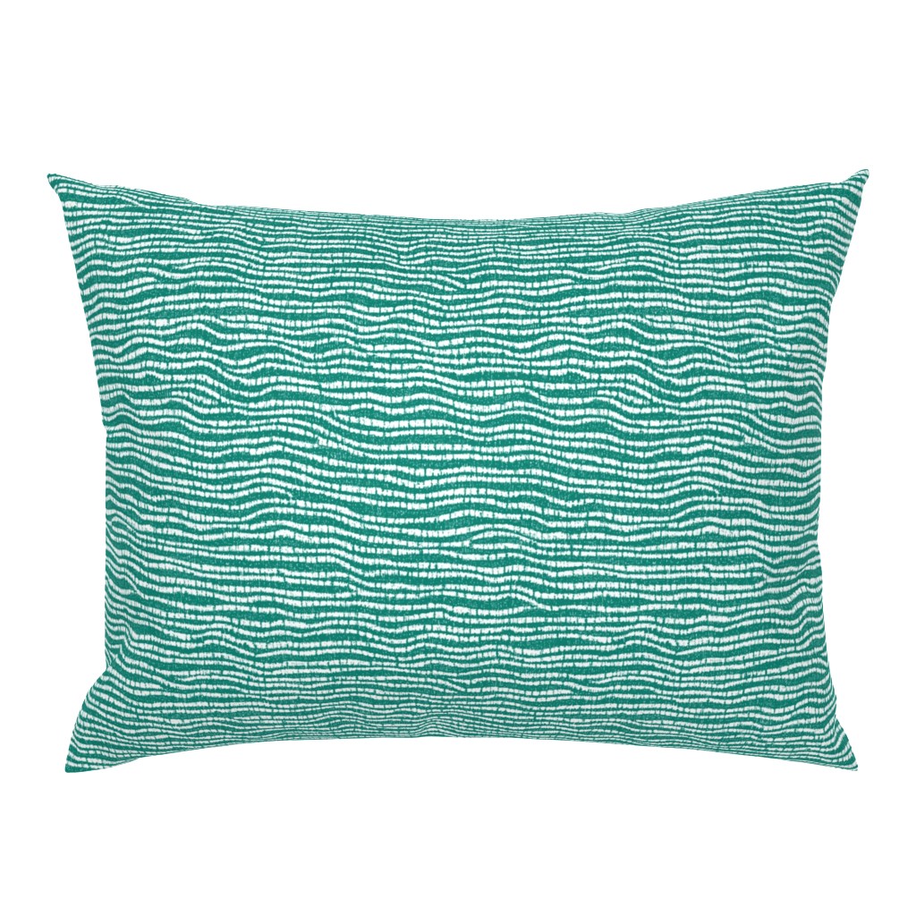 Japanese Inspired Stitched Waves Furoshiki - Turquoise - Japanese Gift Wrap