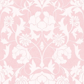 Dusky Pink  Modern Simple Damask Monochrome Victorian Florals