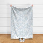 Modern Baby Blue and White Victorian Arts and Crafts Florals