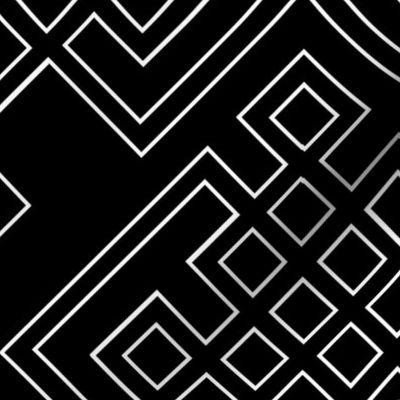 art deco - geometric white on black I - 1920s wallpaper