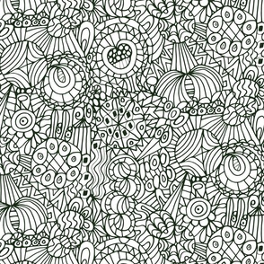 Multitudes Doodled Coloring Book Abstract Line Drawing in Black and White - LARGE Scale - UnBlink Studio by Jackie Tahara