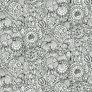 Multitudes Doodled Coloring Book Abstract Line Drawing in Black and White - MEDIUM Scale - UnBlink Studio by Jackie Tahara
