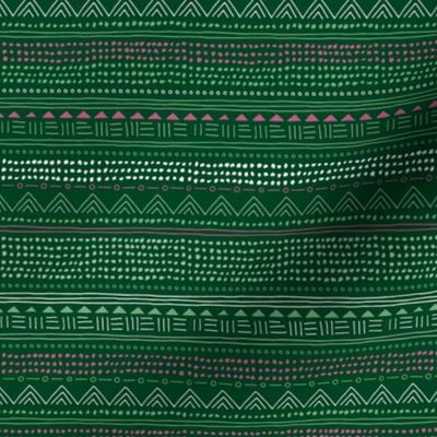 Christmas Mudcloth - linnen cotton plaid neutral Scandinavian style winter seasonal design pink green SMALL