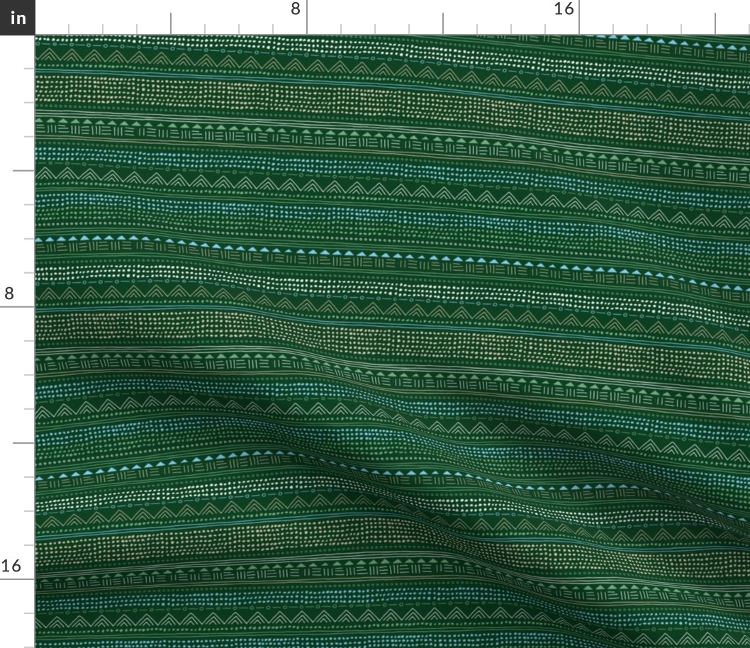 Christmas Mudcloth - linnen cotton plaid neutral Scandinavian style winter seasonal design blue green SMALL