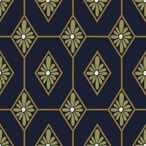 Art Deco Geometric Old Gold Navy