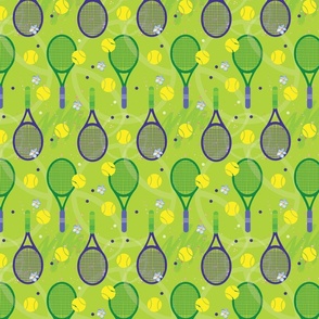 Green  tennis with yellow balls and flowers
