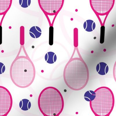 Pink tennis with purple ball