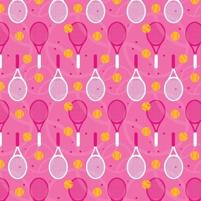 Pink tennis with yellow ball