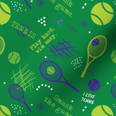 Tennis pattern green and purple