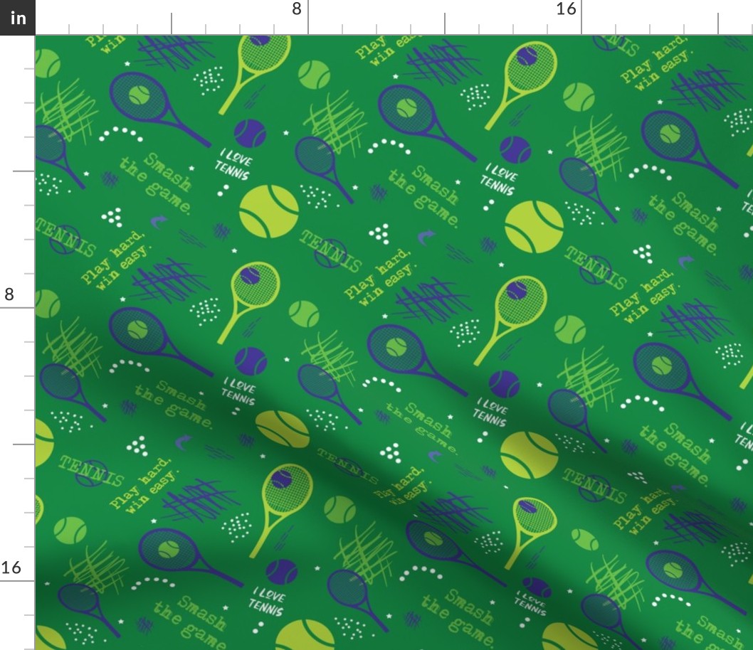 Tennis pattern green and purple