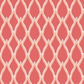 Small Geometric Protea Floral Petals with Pale Pink outline