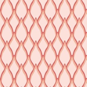 Small Geometric Protea Floral Petals with Coral Pink outline
