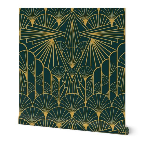 Art Deco Ornament Emerald Wallpaper | Spoonflower