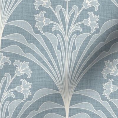 Art Deco Floral Blue Grey