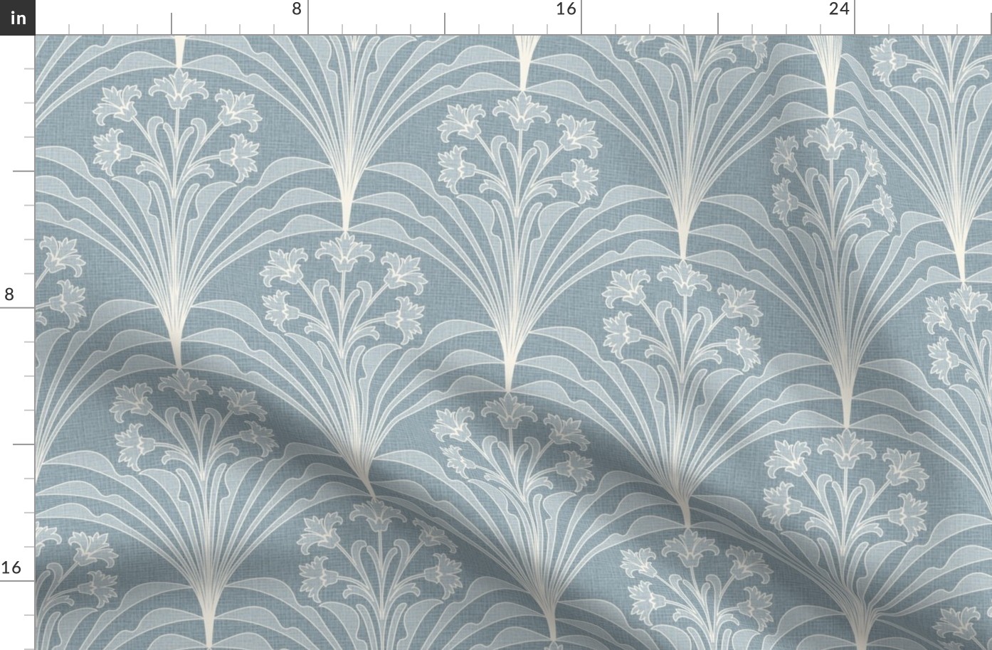 Art Deco Floral Blue Grey